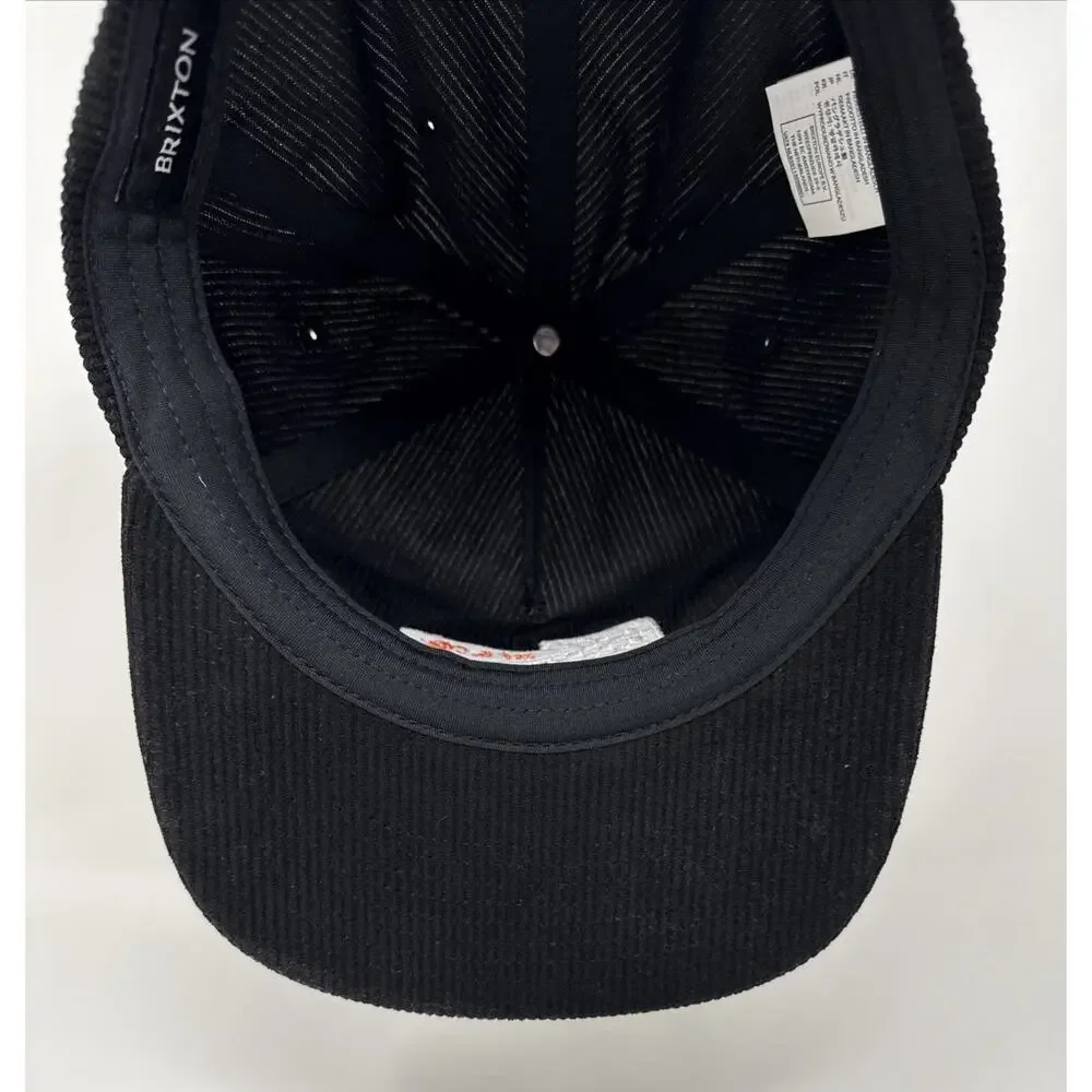 Brixton Hat Mens One Size Black Motorways MP Snapback Corduroy Racing NWT